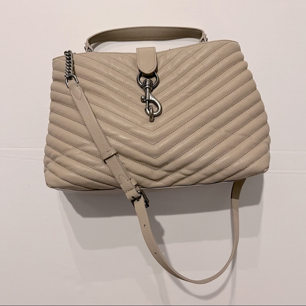 Rebecca Minkoff Edie Top Handle Sachel Bag Beige Like New